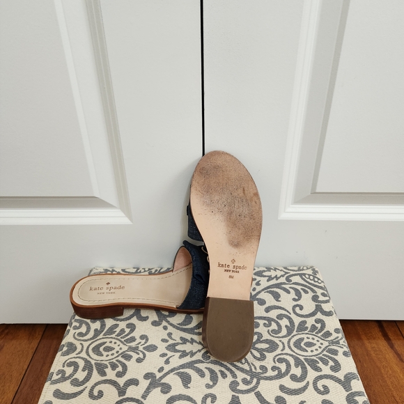 Kate Spade  Denim Navy Fringe Slide Sandals Sz 8M - Picture 6 of 8